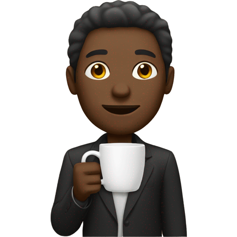 A black man holding a cup of coffee emoji