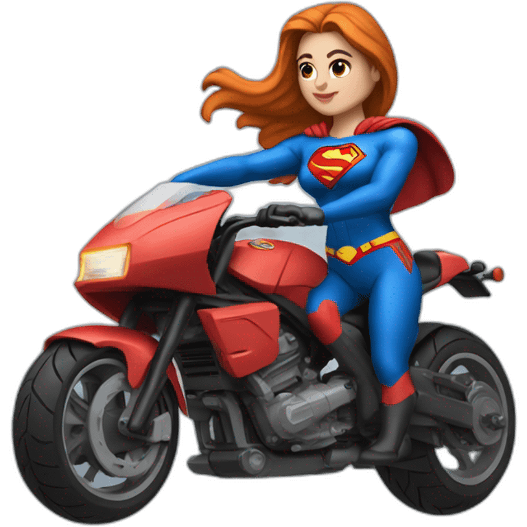 motorbike in superman dress and color emoji