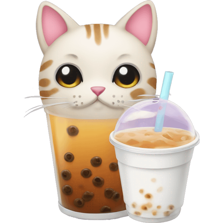 cat drink bubble tea emoji