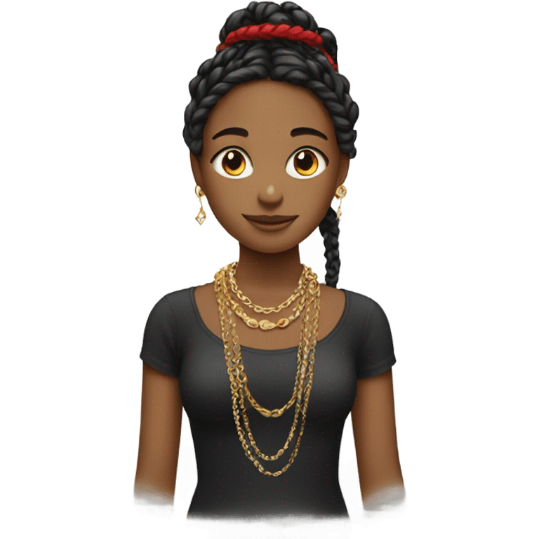 girl with jewelry and red braid emoji