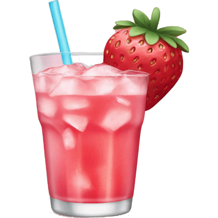 strawberry pink drink with ice emoji