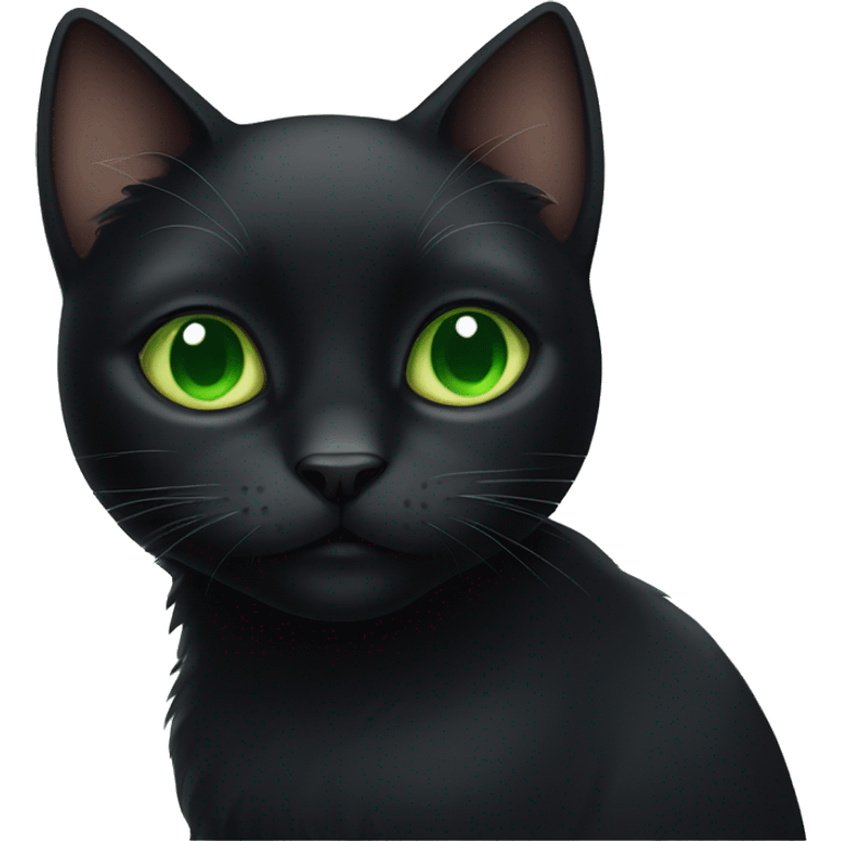 black cat with green eyes emoji