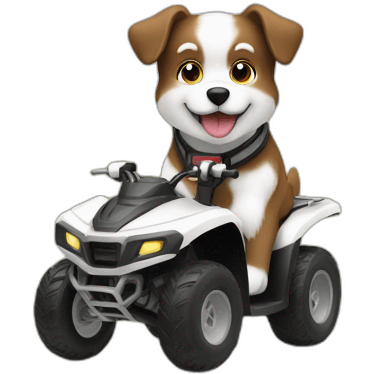 brown and white fluffy dog dog riding ATV emoji