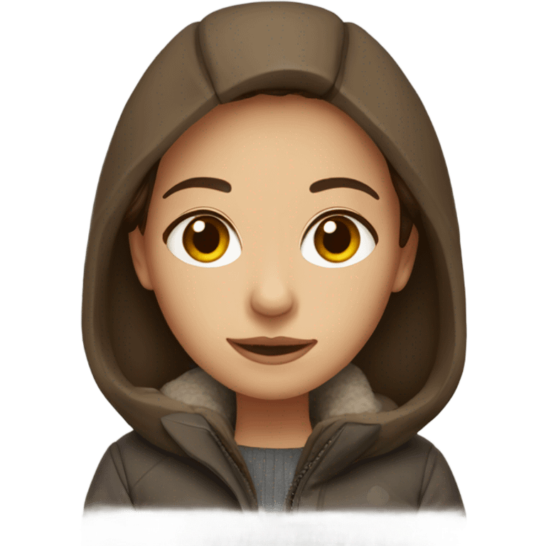 brown hair brown eyes girl wearing a winter jacket emoji