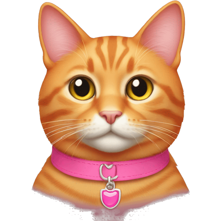 All orange cat with pink collar emoji