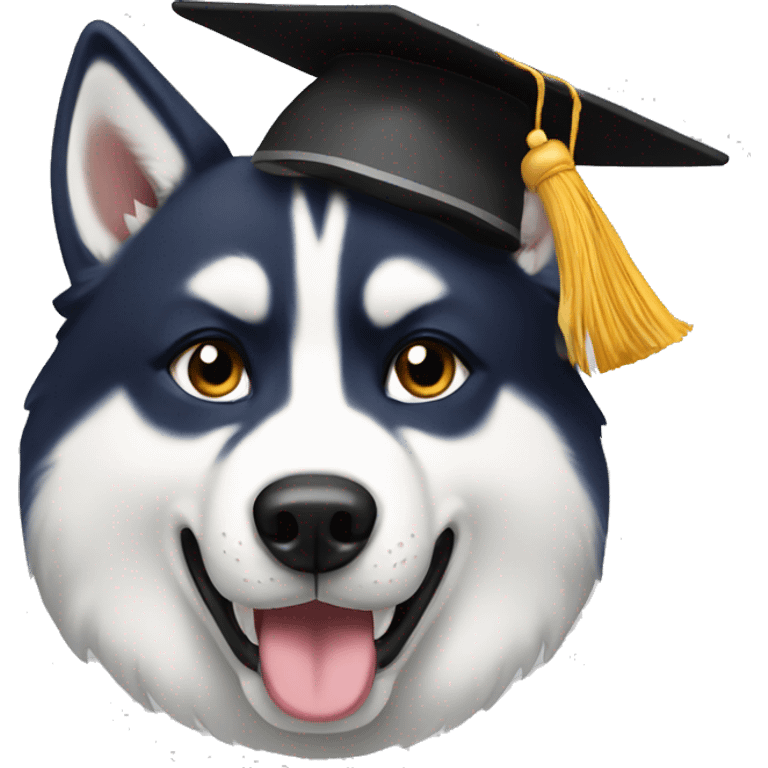 Husky with grad cap emoji