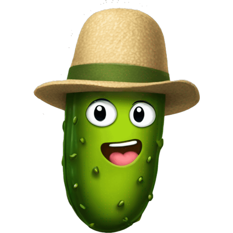 A pickle wearing a hat emoji