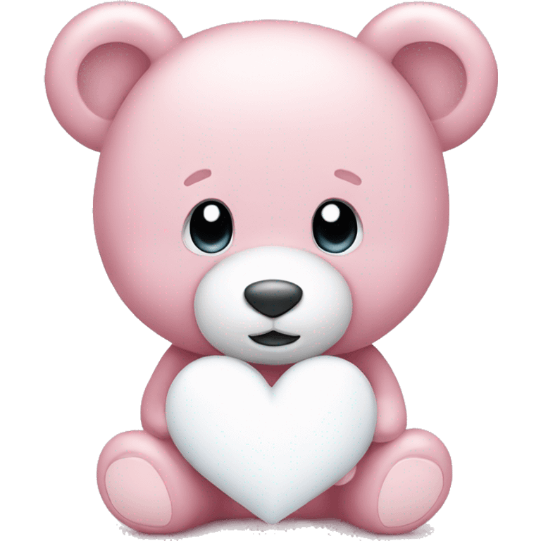 Light pink teddy bear with white heart emoji