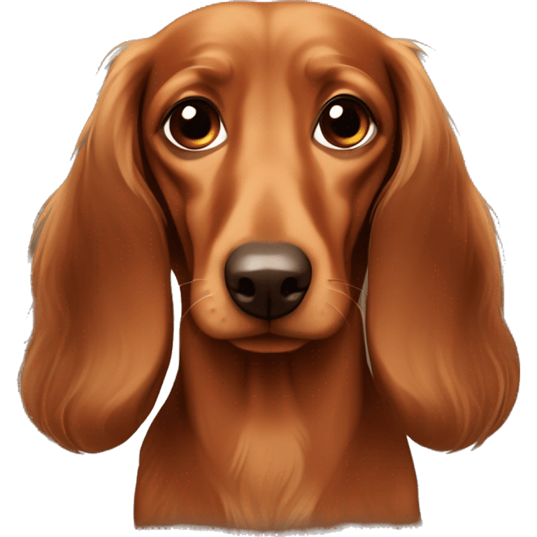 Sad Long-haired brown-reddish dachshund emoji