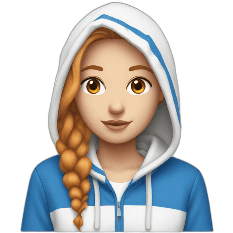 Israeli blonde and redhead girl in blue and white hoodie emoji