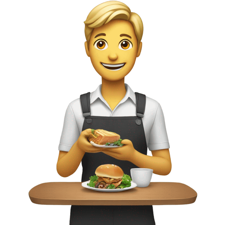 smiling person smartphone showing food emoji