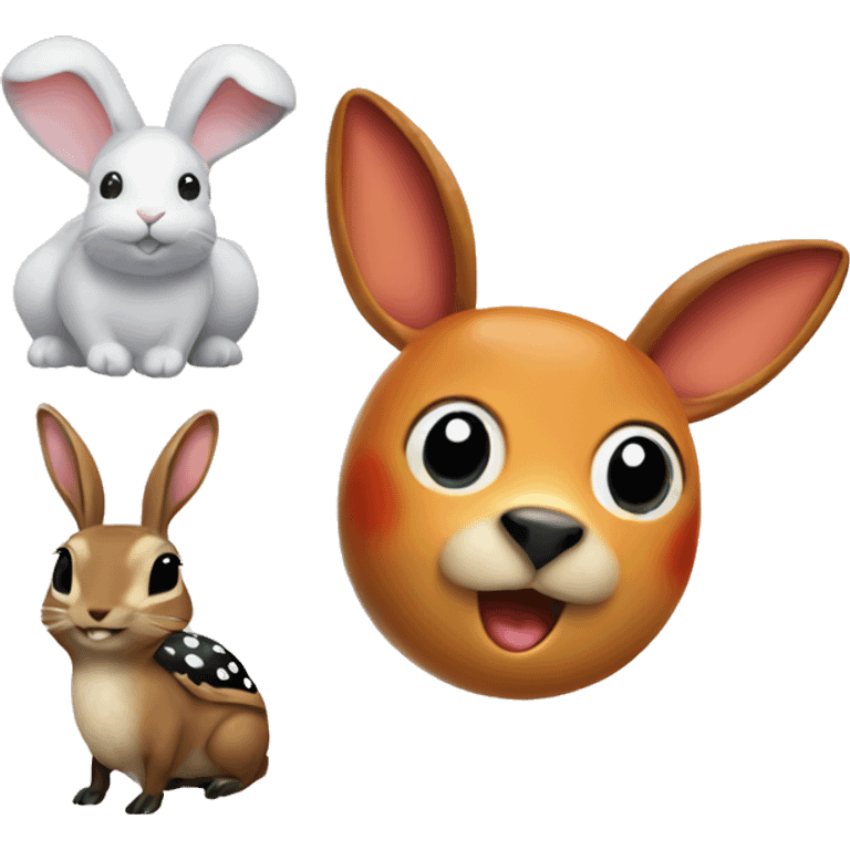 A deer, a ladybug and a rabbit all hanging out emoji