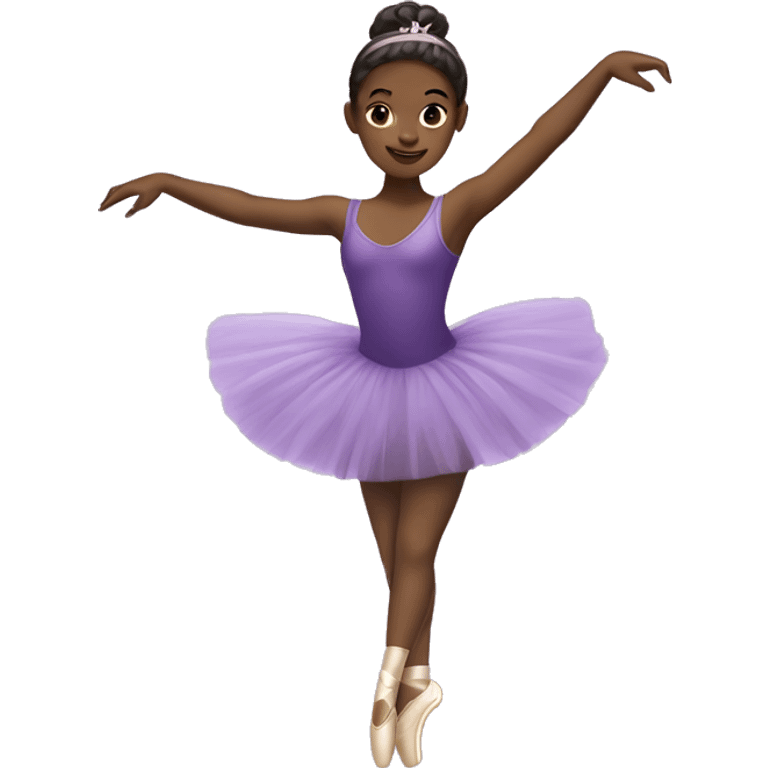 Black girl ballerina in purple tutu emoji