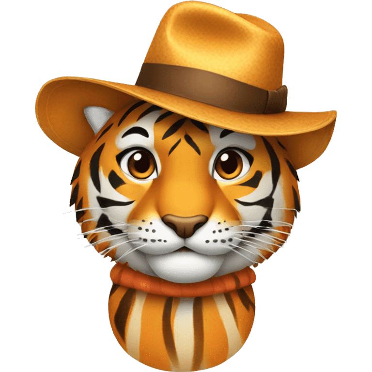 Tiger with a hat and welcome letter  emoji