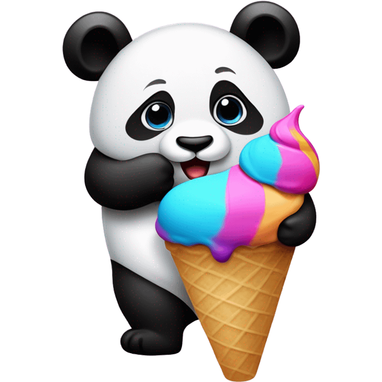 Panda eating ice cream emoji