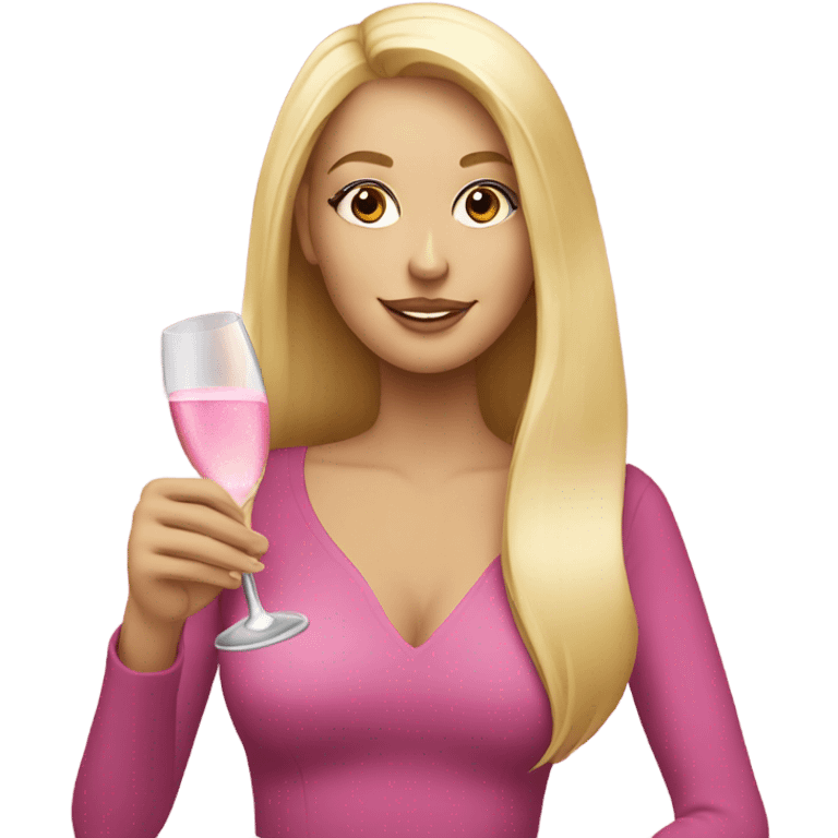 Pretty blonde lady with long hair drinking pink champagne emoji