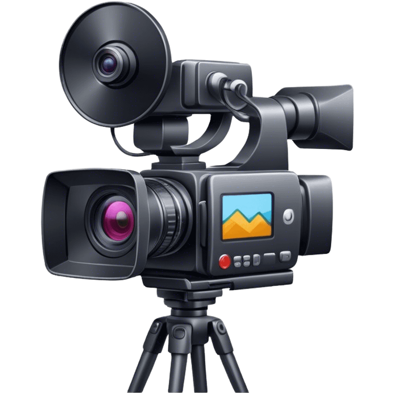 Create an emoji for video shooting. Show a video camera with a recording icon. Use modern, professional colors. Do not include any emojis or smiley faces. Make the background transparent. emoji