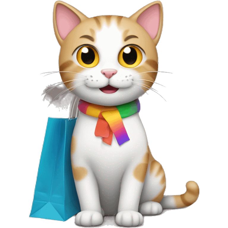 happy gay cat with shopping bags emoji