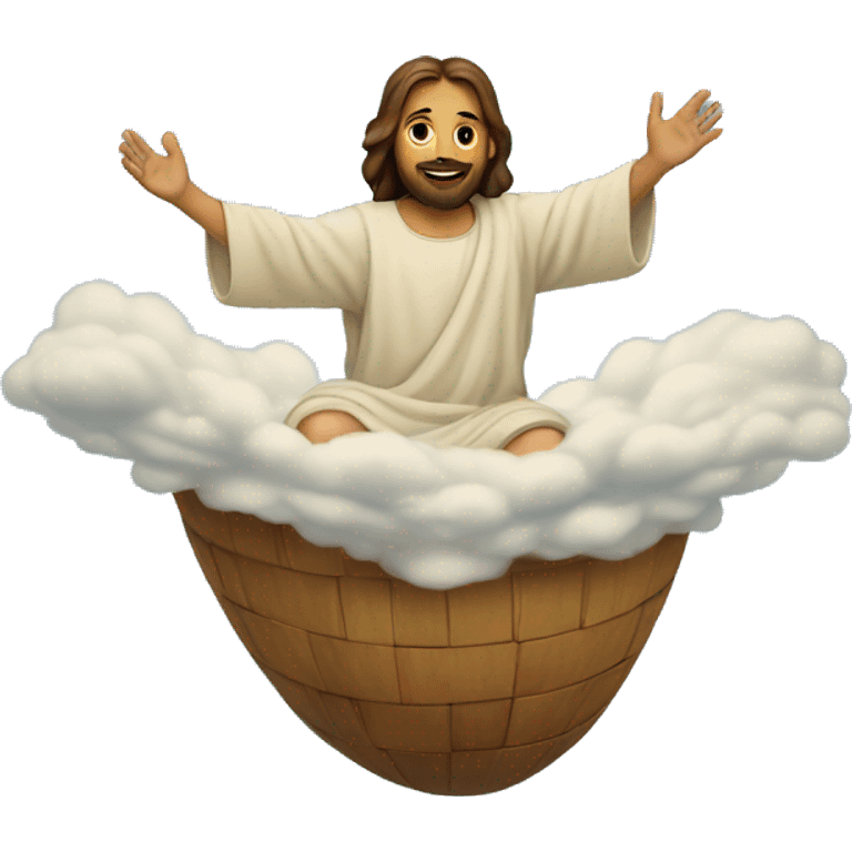 Jesus floating above a kid emoji