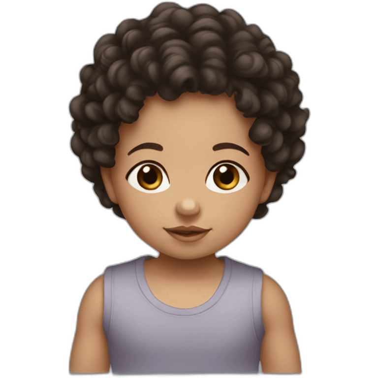 Baby with dark Brown Short Curls and light skin emoji