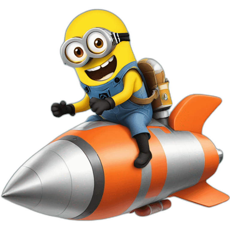 laughs loudly minion riding on a rocket  emoji