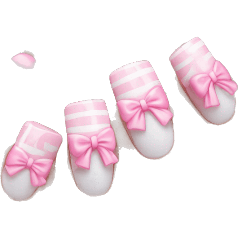 Acrylic nails with pink bow on hand emoji