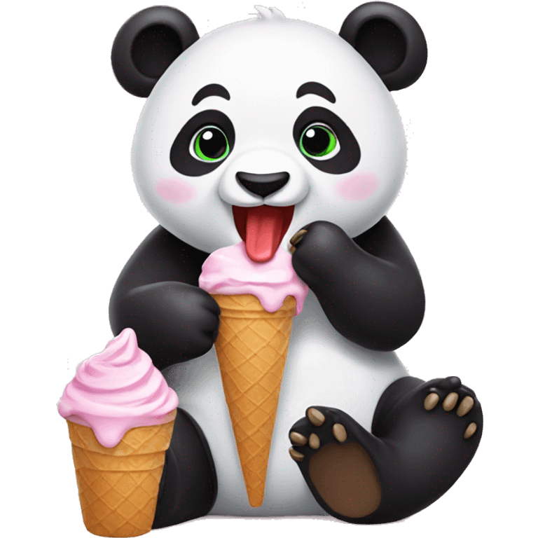 Panda eating ice cream emoji