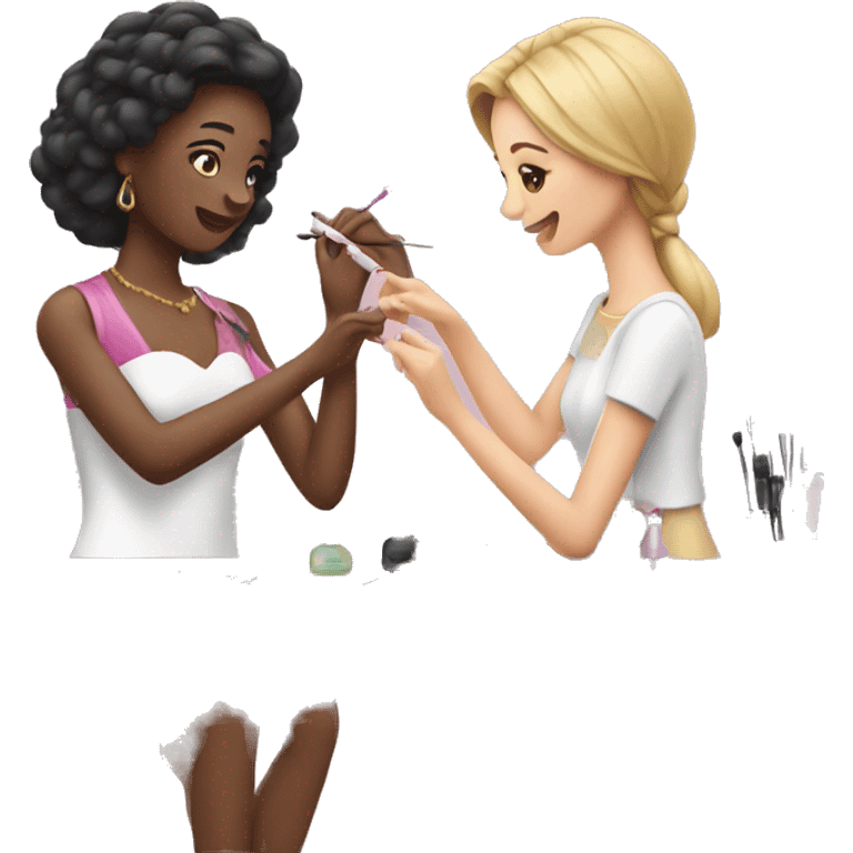 woman doing a manicure to another woman emoji