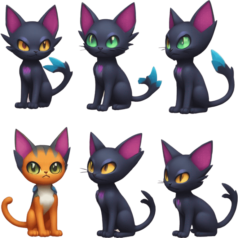 Cool Cute Edgy Chibi Cat-Noibat-Noivern-Litten-Pokémon-Fakémon-hybrid emoji