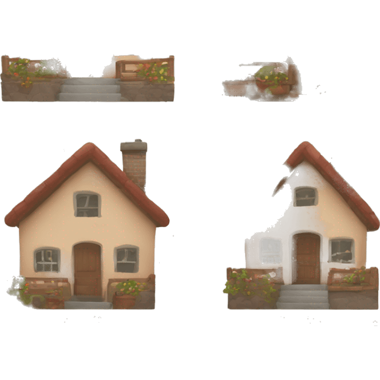 Create a cozy house emoji with eyes and hands, giving it a welcoming and lively personality. Use a warm, inviting color palette to convey comfort and safety. Keep the design simple yet detailed to express its character at a small size.
 emoji