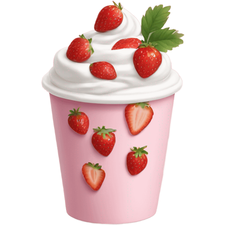 Strawberries and pink cream in a cup emoji