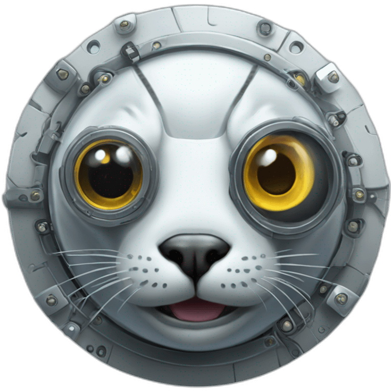 cyborg seal with mechanical eye prosthesis emoji