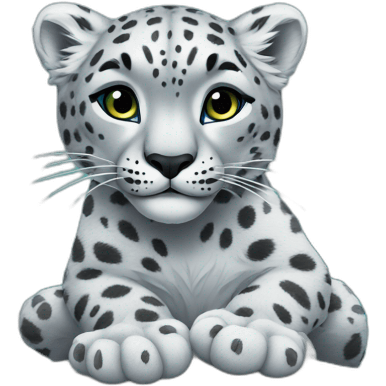 snow leopard and swimming emoji