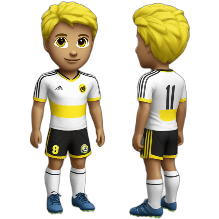 Joueur blanc maillot de foot jaune short noir emoji