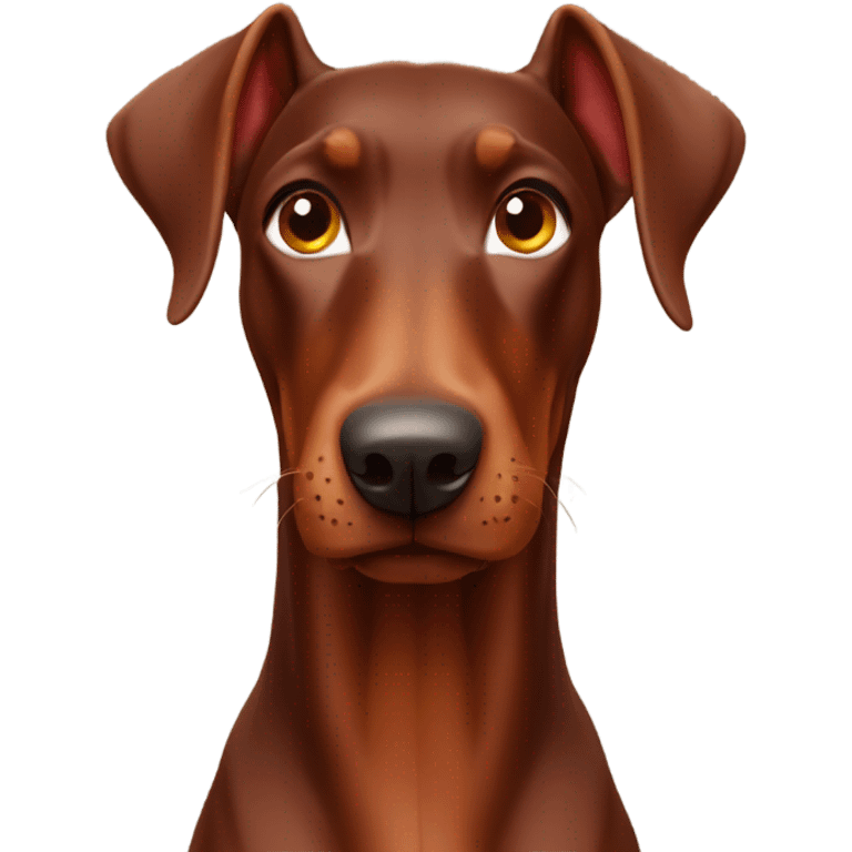 Red Doberman without cropped ears face facing front happy eyes emoji