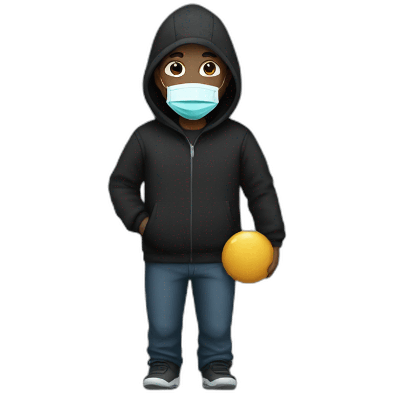 Man with medical mask and black hoody emoji