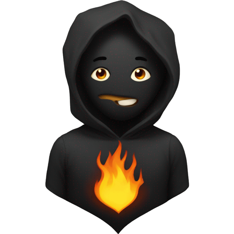 Black heart without a face with flames around it emoji