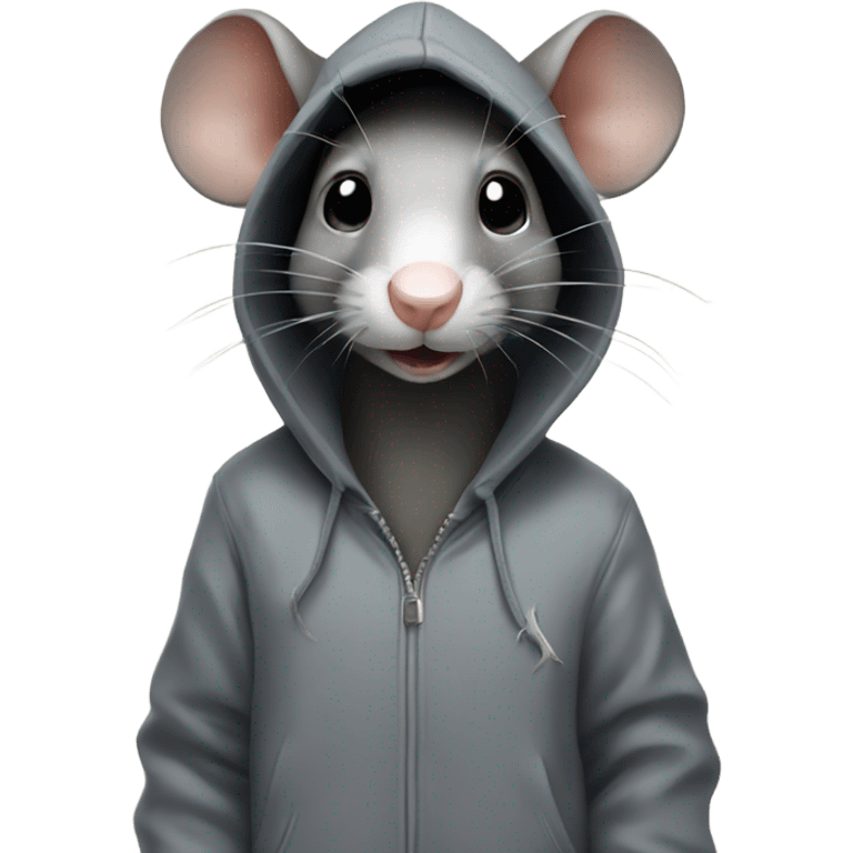 Rat wearing hoodie with microphone  emoji