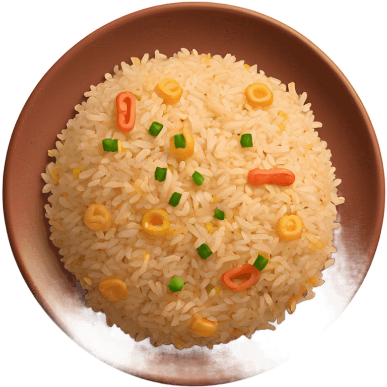 fried rice with mixed of brown rices on a terra cotta plate emoji