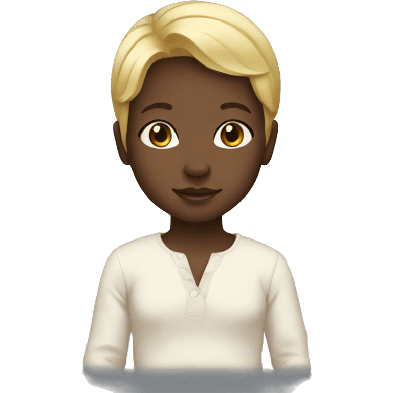 newborn baby black skin blond hair emoji