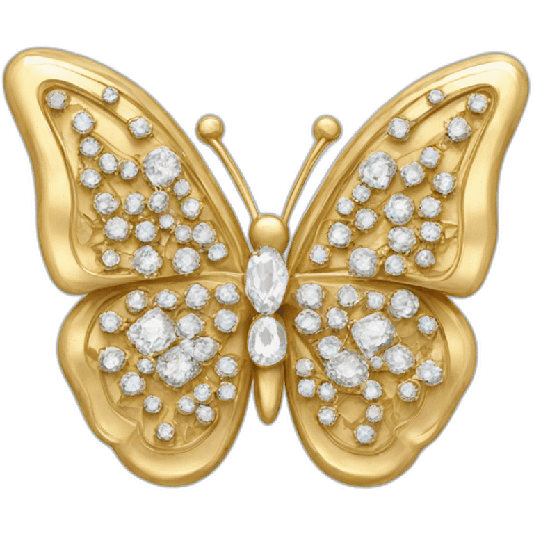 gold butterfly jewel with heart shaped diamonds emoji