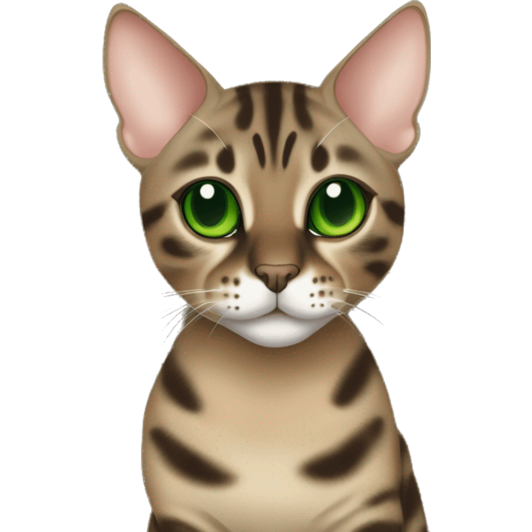 Sepia charcoal Bengal cat with Green eyes with Rosetten standing emoji