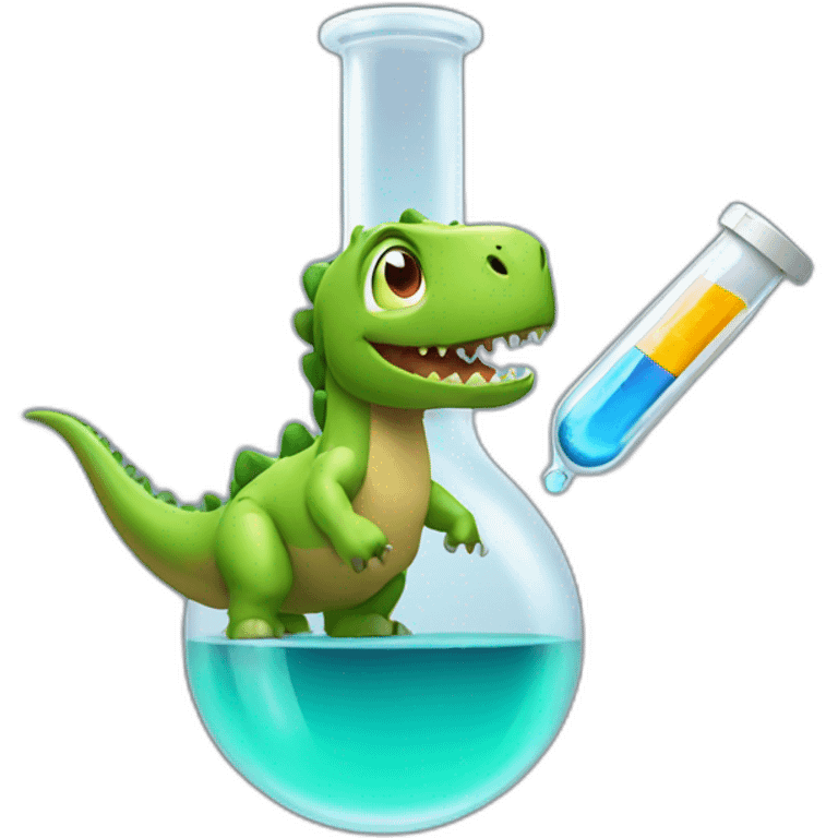 dinosaur with test tube emoji