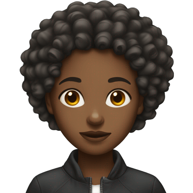 black girl with curly hair face forward emoji