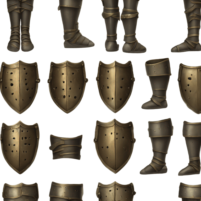 one pair of medieval bronze plateleg armour emoji