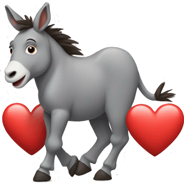 dancing donkey with a heart emoji