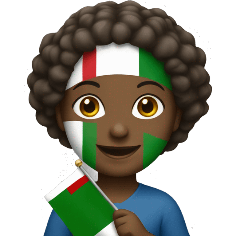 italian black girl smiling holding italy flag emoji