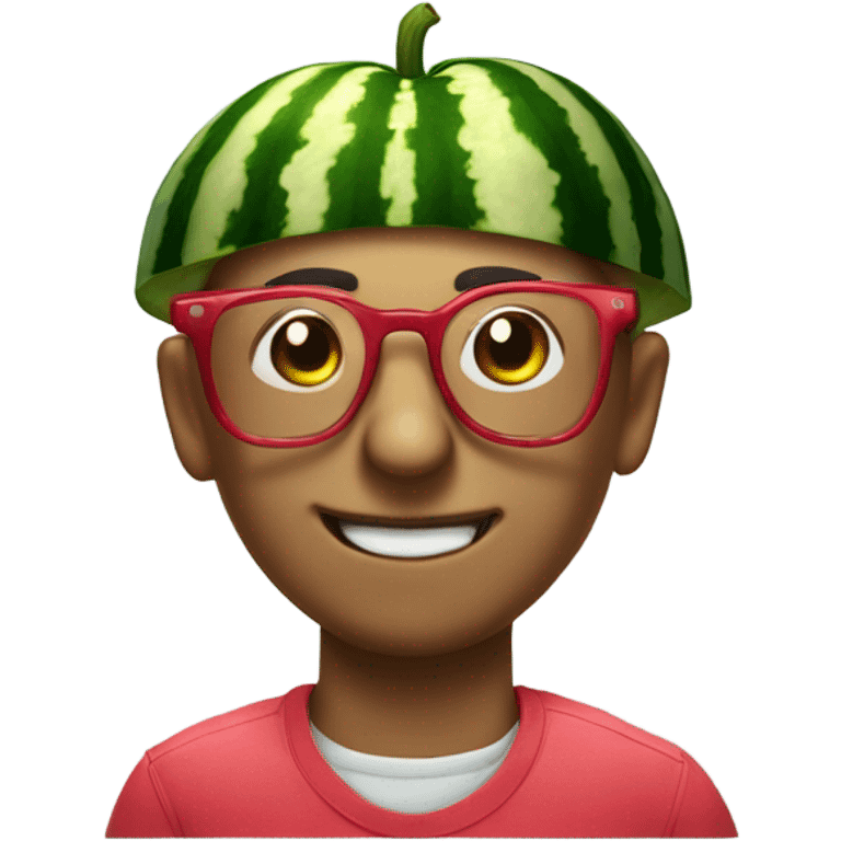 watermelon with nerdy glasses on, he is drooling because of how dumb and stupid he is. but deep down, he is loved. so much so, that he is missed. emoji