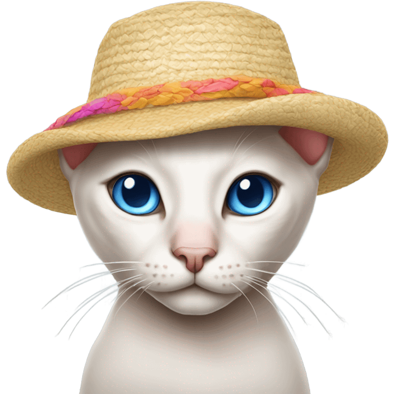 Hairless cat wearing a sunhat emoji