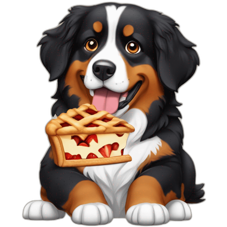 bernese mountain dog eating apple pie emoji